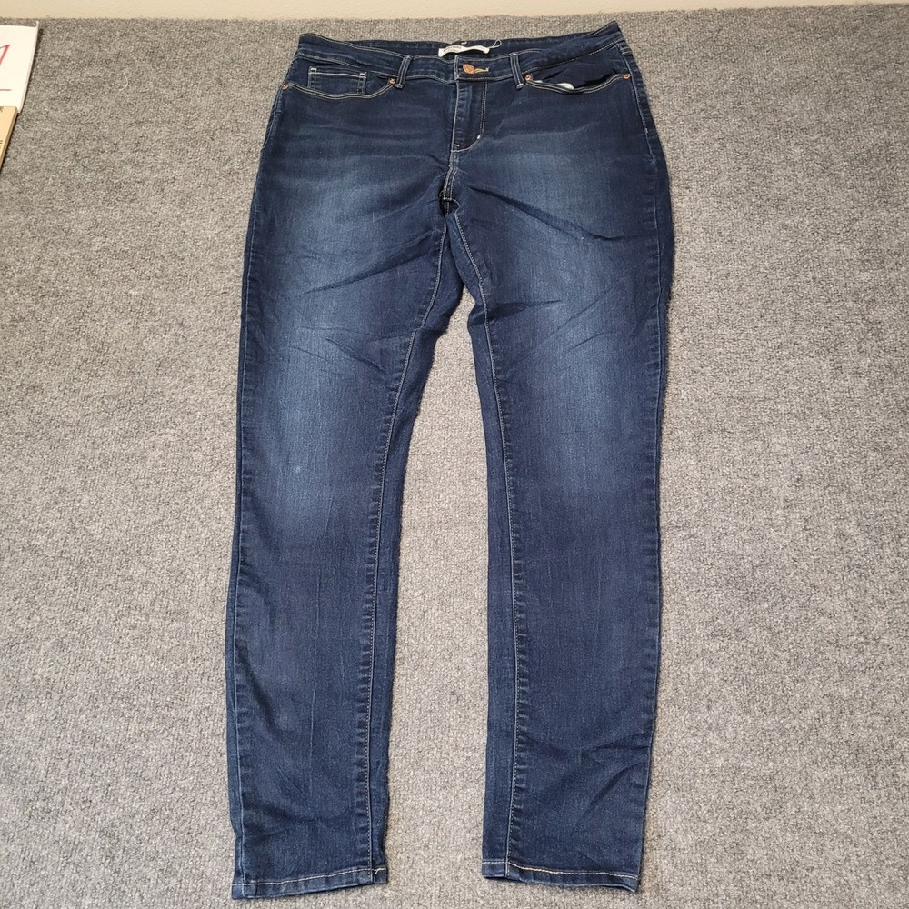 Signature Levi Strauss Jeans Womens Size 16 Dark Wash Mid-Rise Skinny Gold Denim